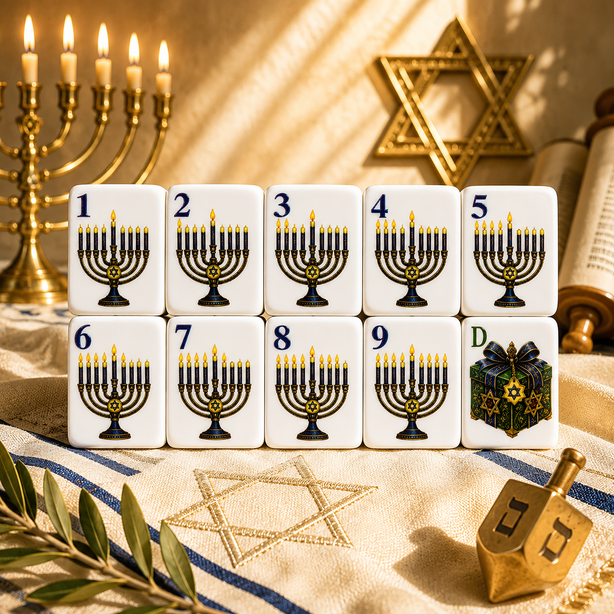 Jewish Heritage American Mahjong Set – Tradition, Hanukkah Mahjong,UV Printed Mahjong
