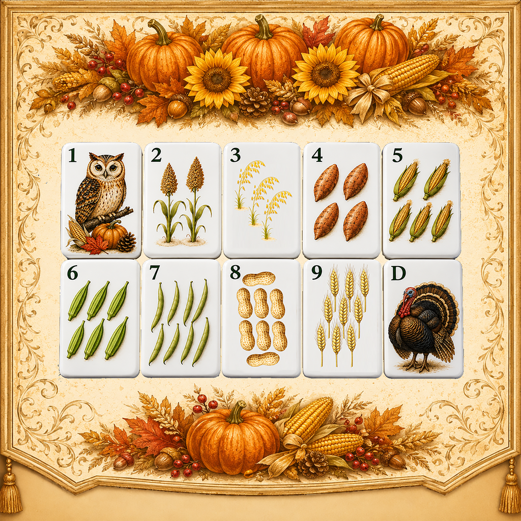 Thanksgiving Harvest American Mahjong Set – 160 Tiles,UV Printed Mahjong