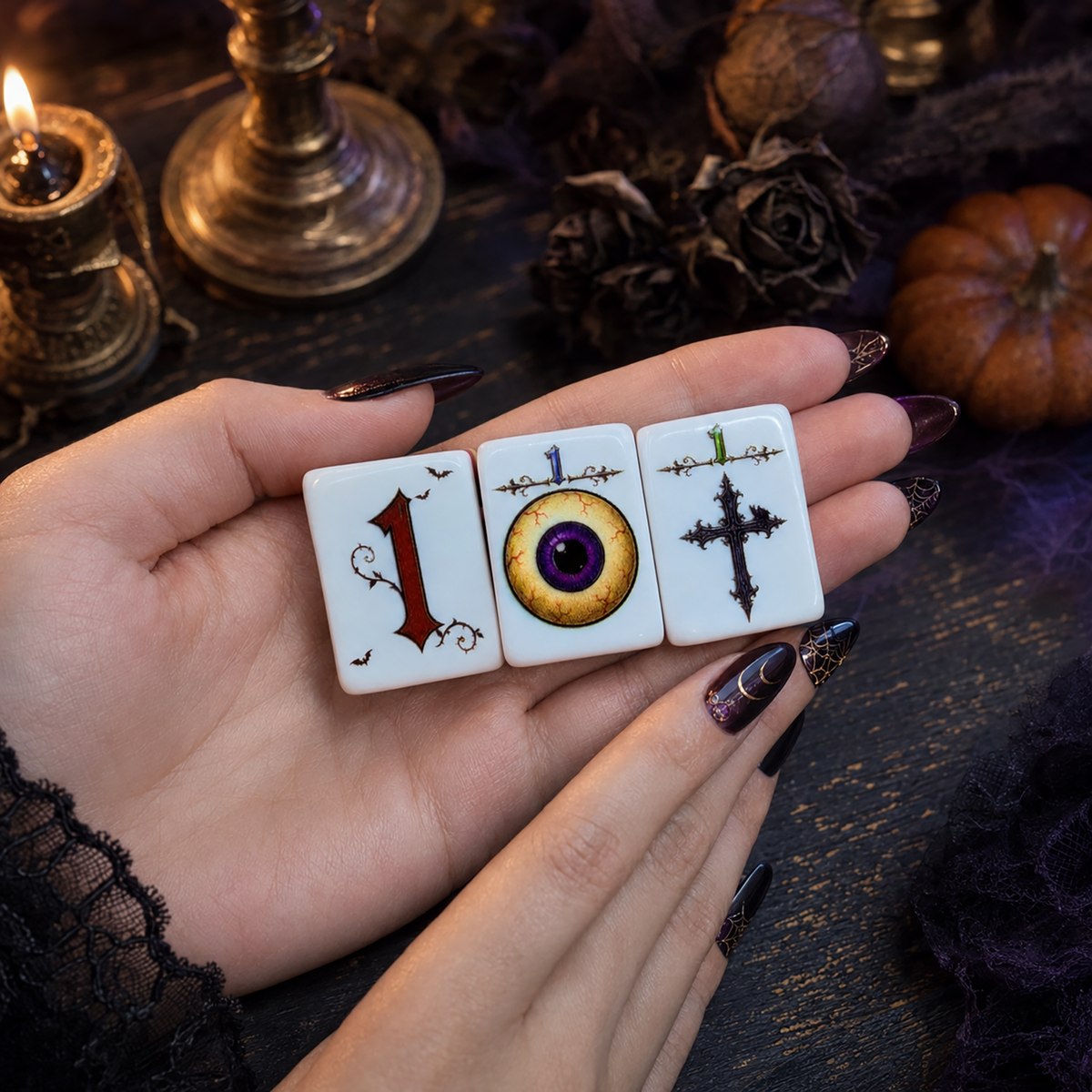 Gothic Halloween American Mahjong Set – 160 Tiles,UV Printed Mahjong