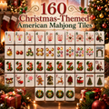 Christmas-Themed American Mahjong Tile Set 160-Piece UV Printed Mahjong