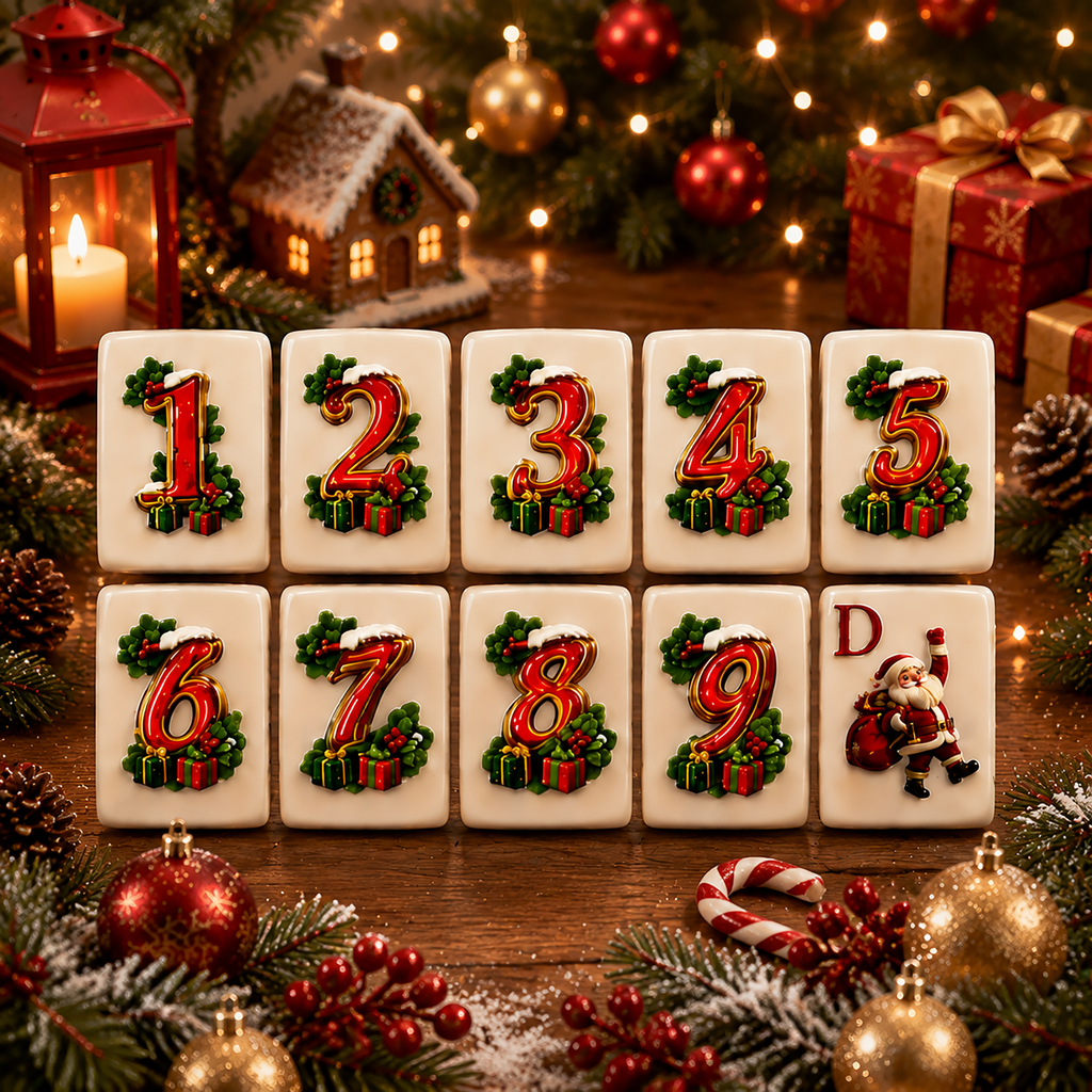Christmas-Themed American Mahjong Tile Set 160-Piece UV Printed Mahjong