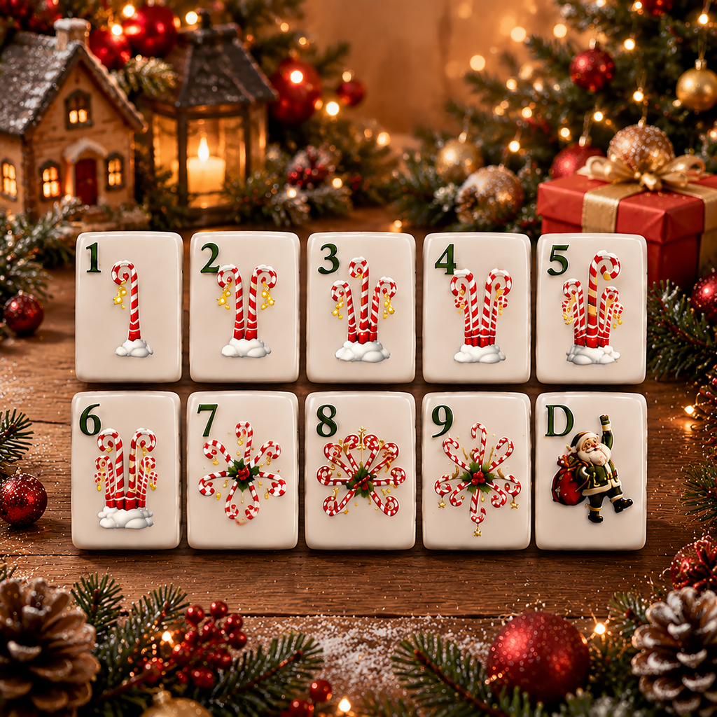 Christmas-Themed American Mahjong Tile Set 160-Piece UV Printed Mahjong