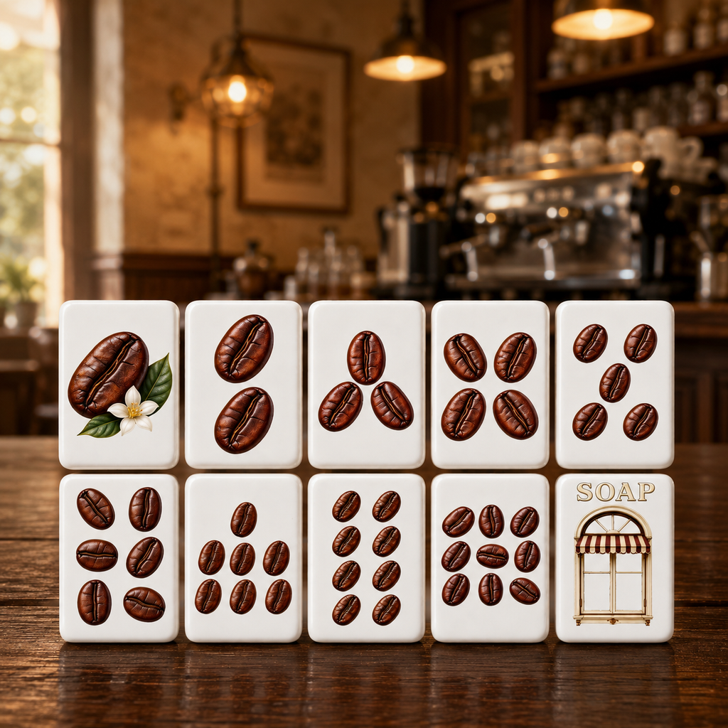 Coffeehouse Collection – 160-Tile American Mahjong Set | Coffee Lover Mahjong| Uv Printed Mahjong