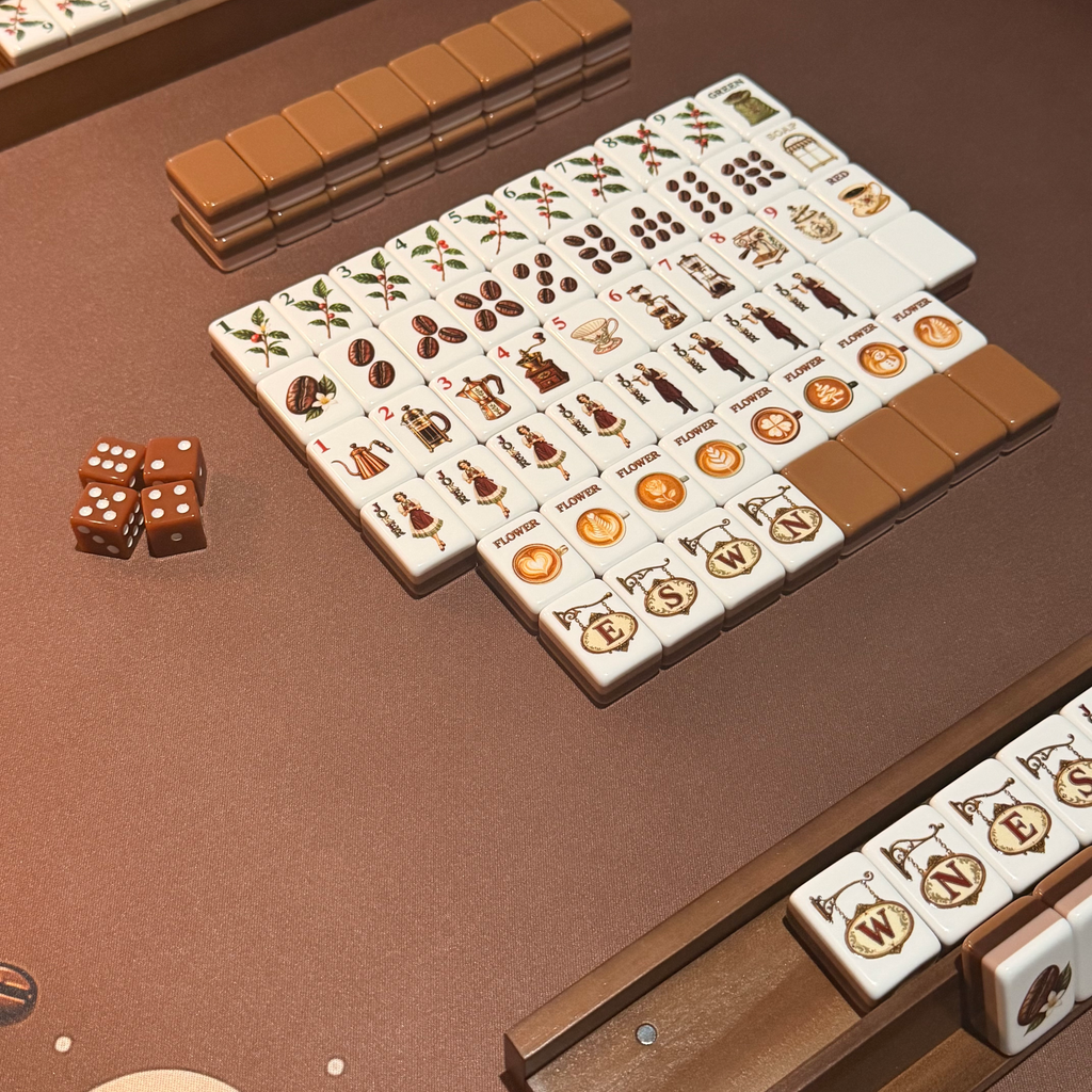 Coffeehouse Collection – 160-Tile American Mahjong Set | Coffee Lover Mahjong| Uv Printed Mahjong