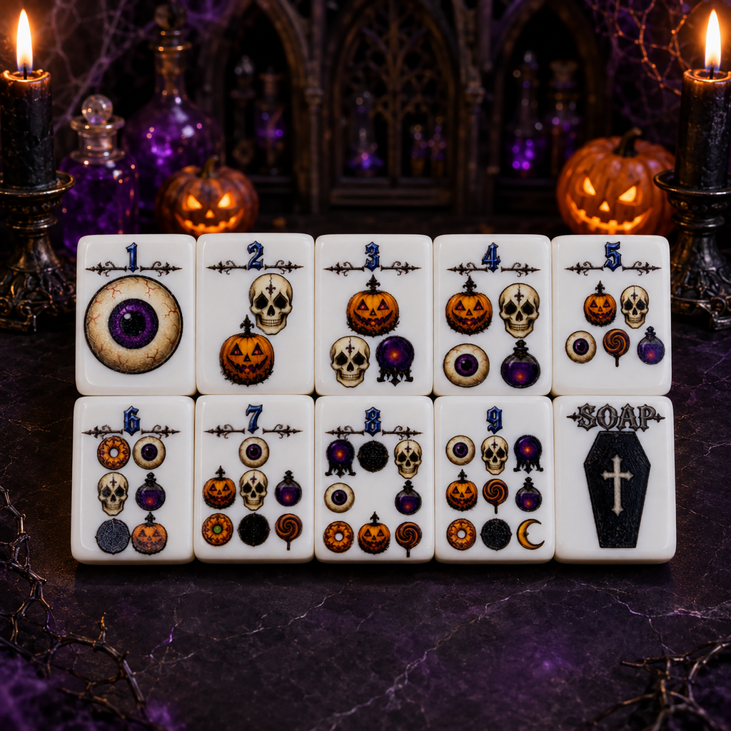 Gothic Halloween American Mahjong Set – 160 Tiles,UV Printed Mahjong