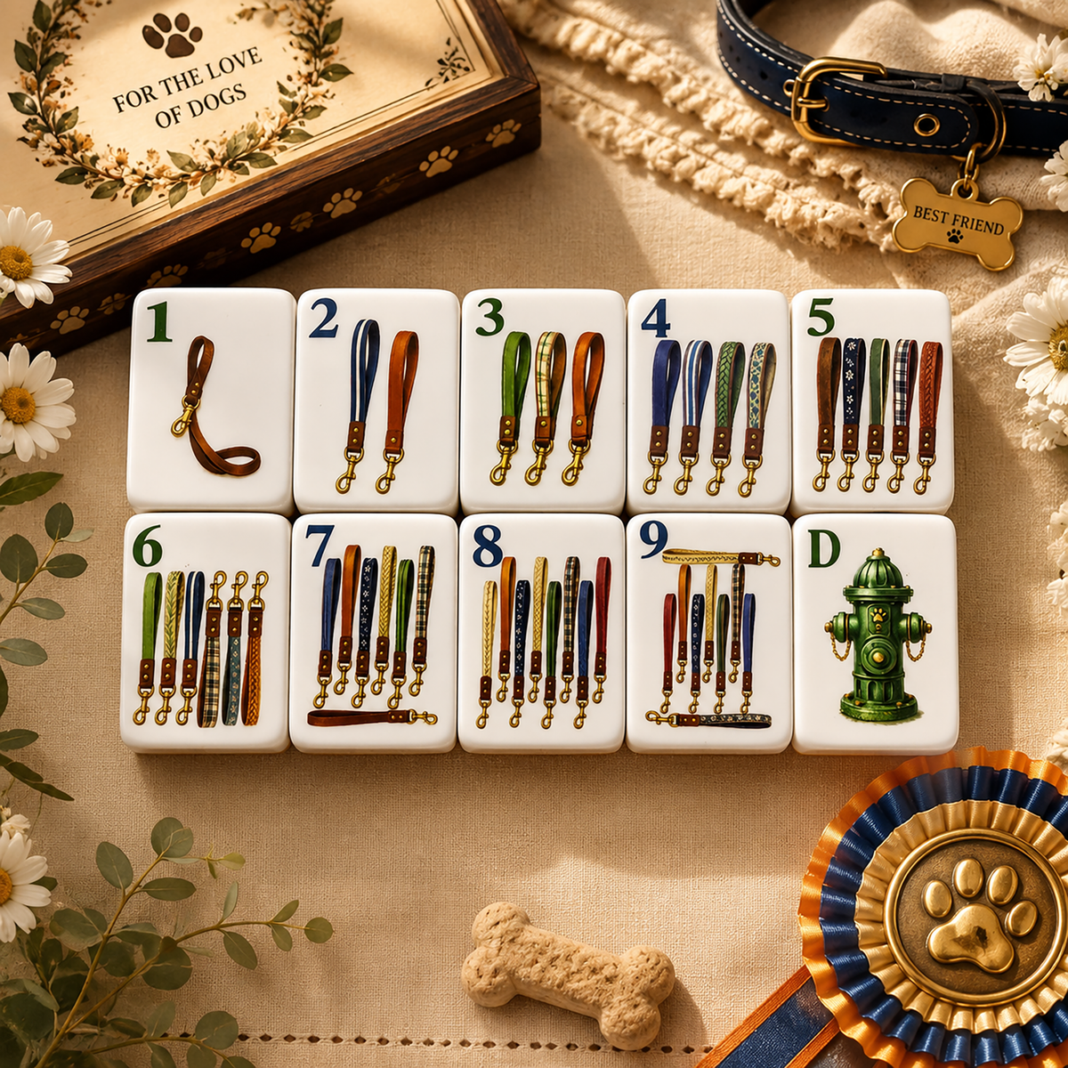Pet Dog Theme American Mahjong Set – 160-Tile Dog Lover Mahjong Gift