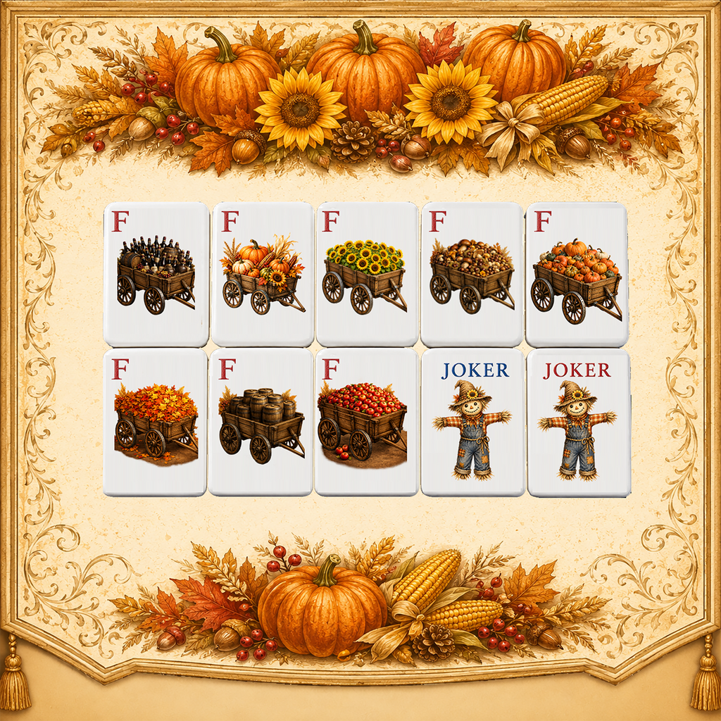 Thanksgiving Harvest American Mahjong Set – 160 Tiles,UV Printed Mahjong