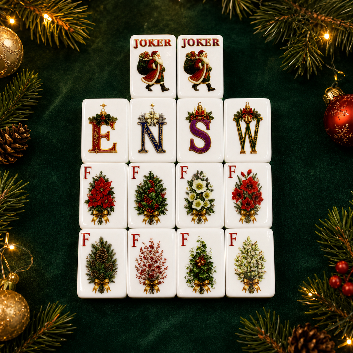 Christmas American Mahjong Set – 160 Tiles UV Printed Mahjong