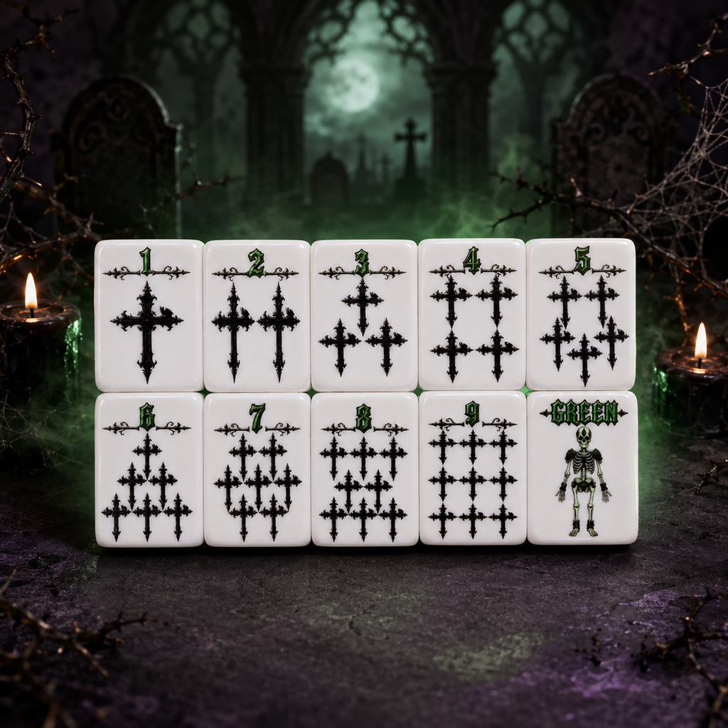 Gothic Halloween American Mahjong Set – 160 Tiles,UV Printed Mahjong