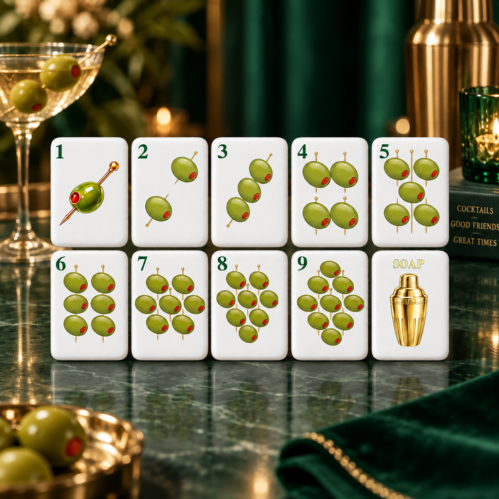 Emerald Cocktail Club American Mahjong Set – 160 Tiles | Parisian Glamour & Martini Inspired Luxury Mahjong