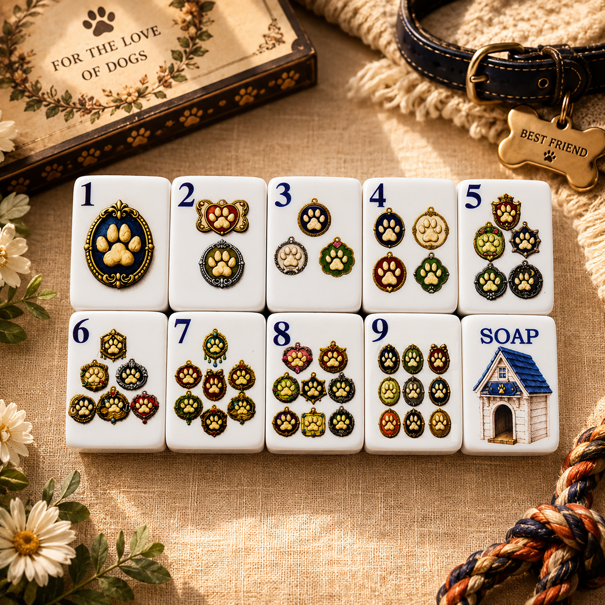 Pet Dog Theme American Mahjong Set – 160-Tile Dog Lover Mahjong Gift