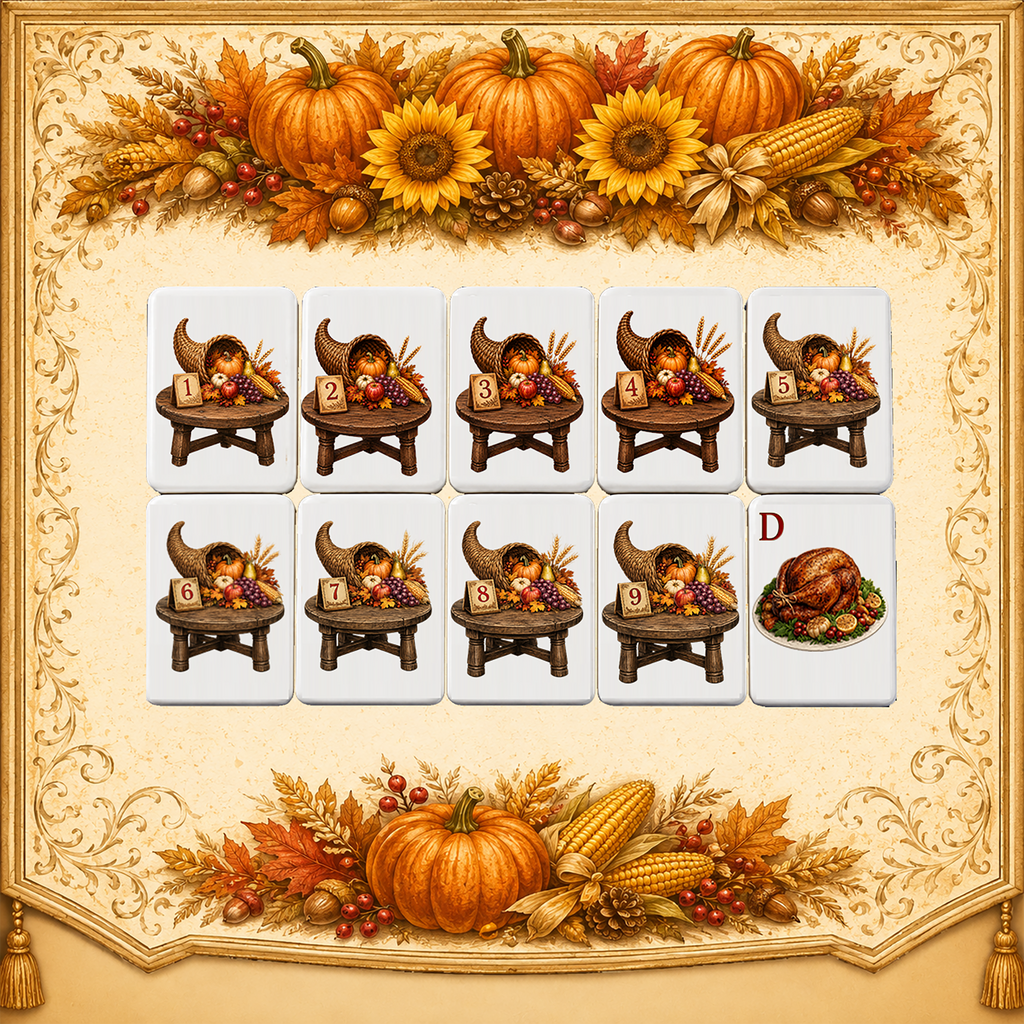 Thanksgiving Harvest American Mahjong Set – 160 Tiles,UV Printed Mahjong