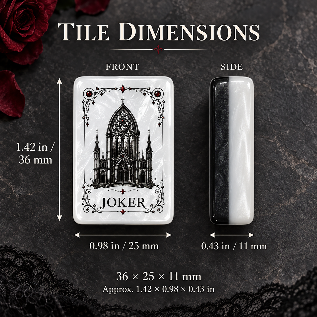 Gothic Rose American Mahjong Set-Dark Romance & Cathedral design, Pearl White Acrylic Mahjong Tiles with Jokers & Flowers