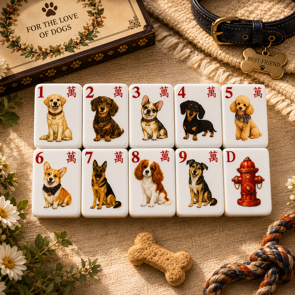 Pet Dog Theme American Mahjong Set – 160-Tile Dog Lover Mahjong Gift