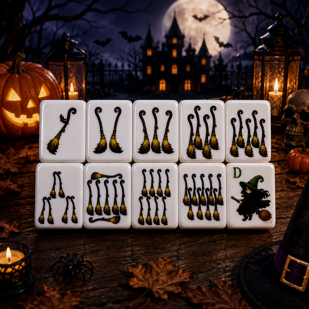 Halloween-Themed American Mahjong Tile Set 160-Piece UV Printed Mahjong