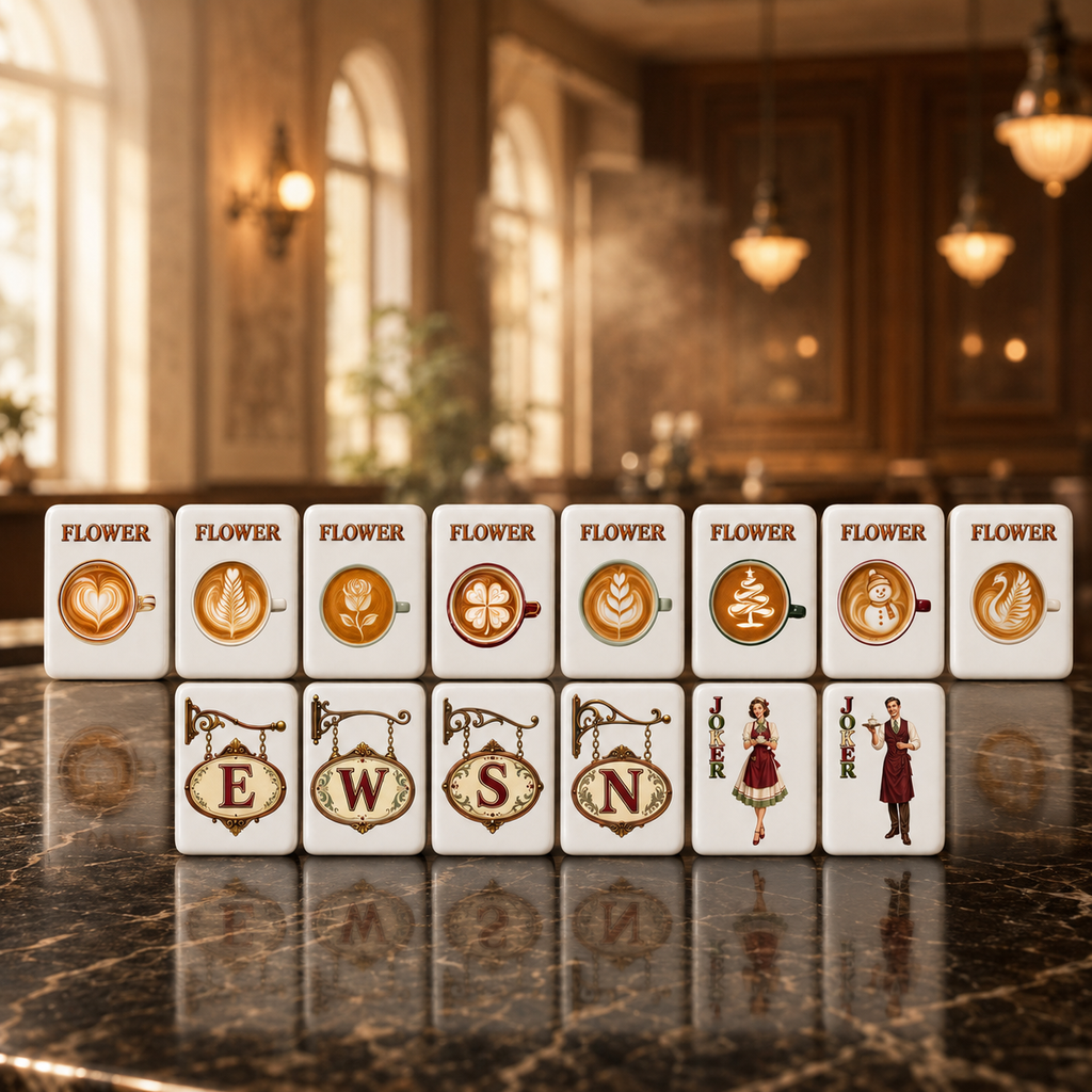 Coffeehouse Collection – 160-Tile American Mahjong Set | Coffee Lover Mahjong| Uv Printed Mahjong