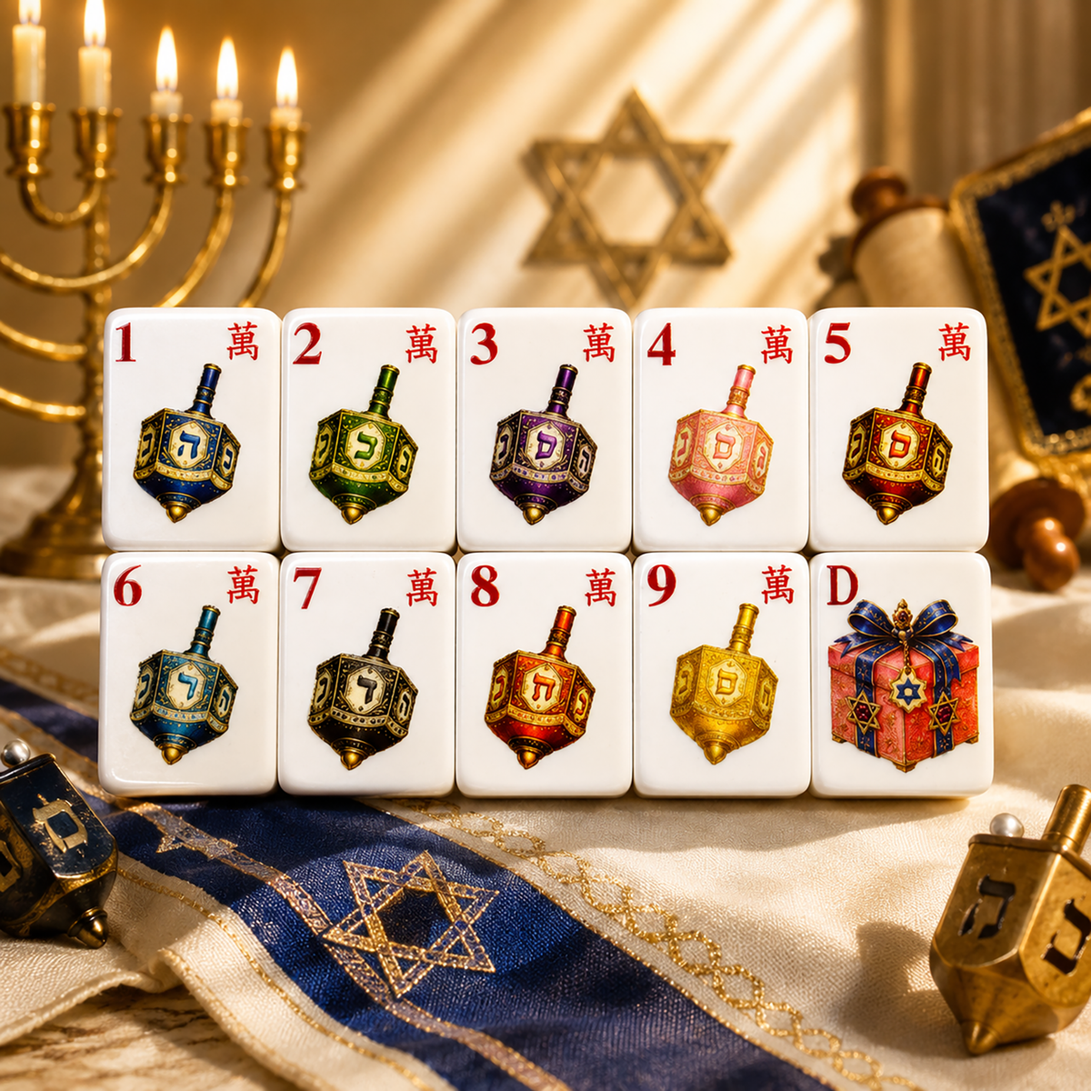 Jewish Heritage American Mahjong Set – Tradition, Hanukkah Mahjong,UV Printed Mahjong