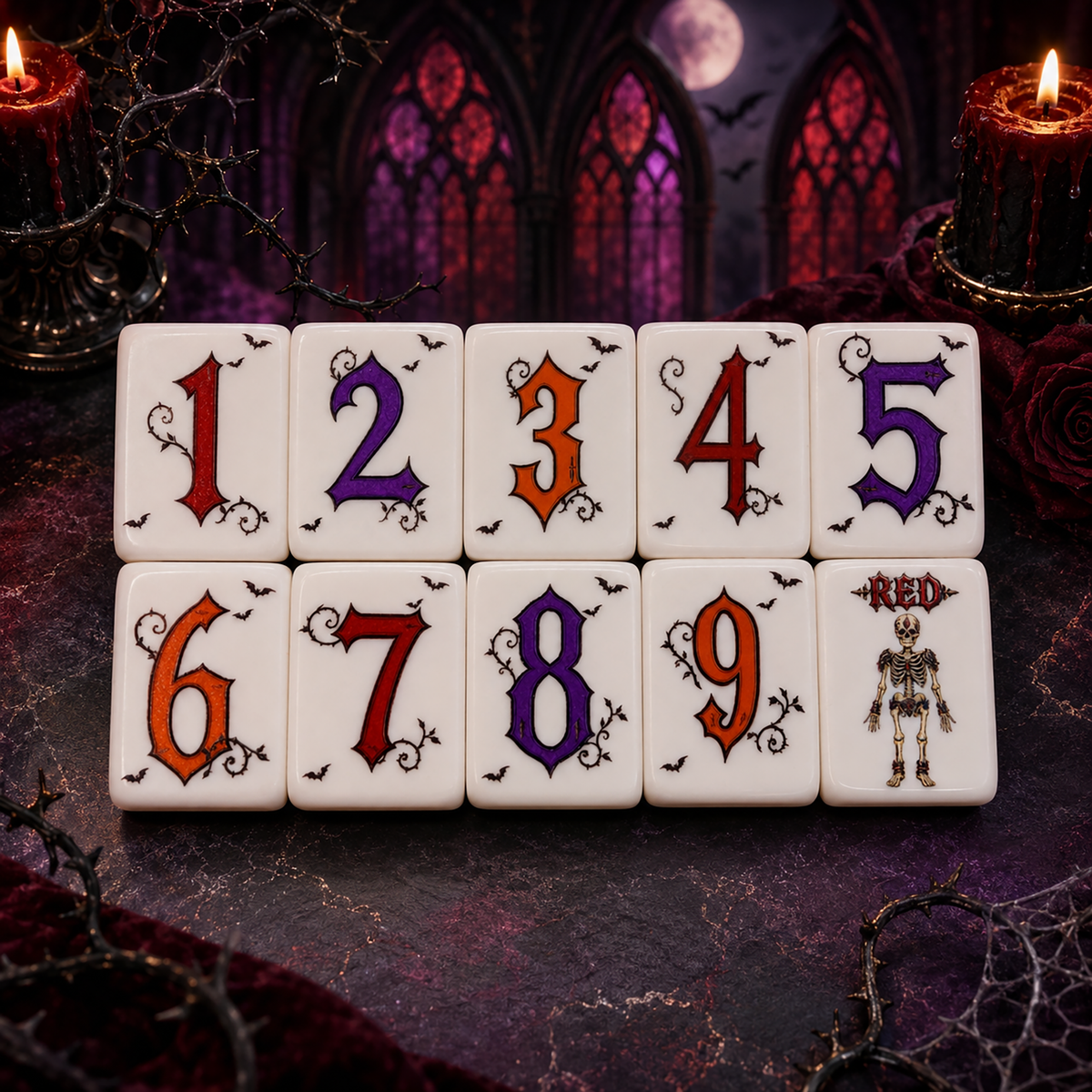 Gothic Halloween American Mahjong Set – 160 Tiles,UV Printed Mahjong