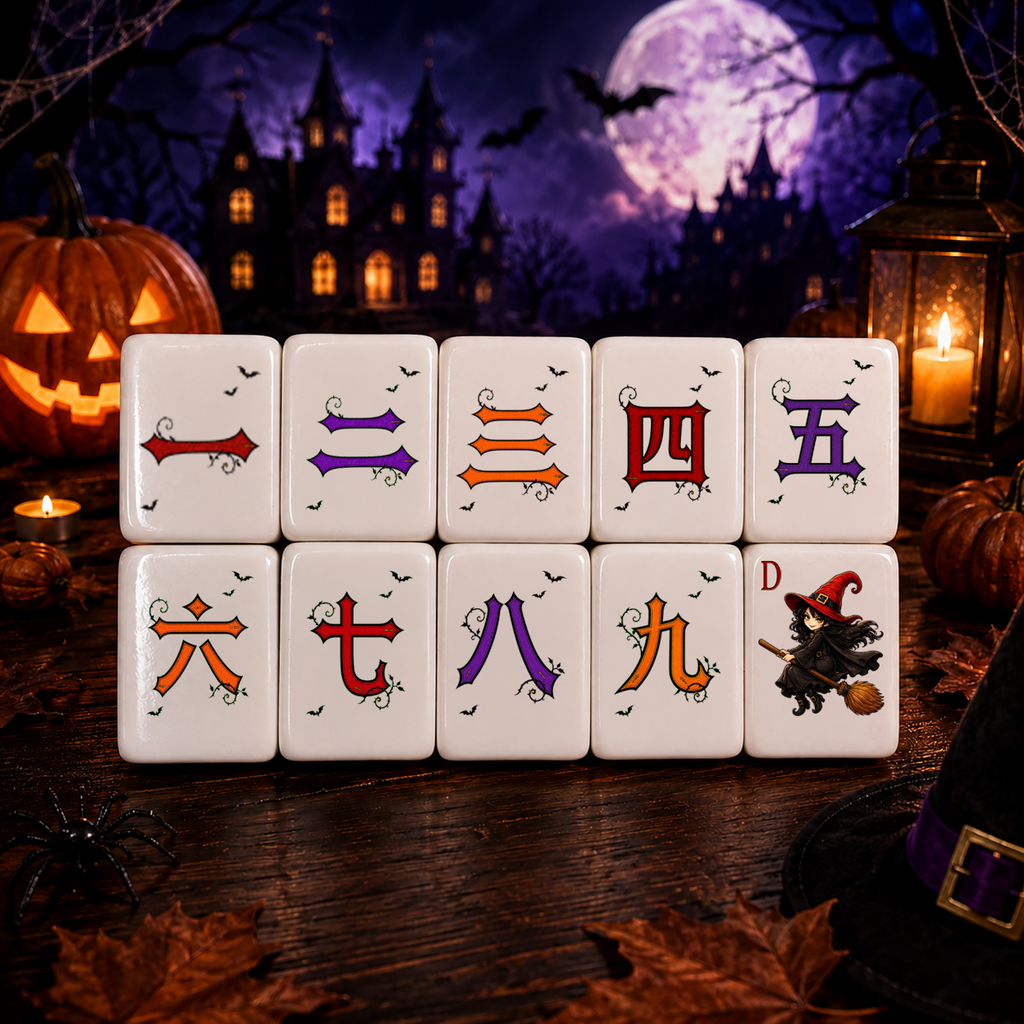 Halloween-Themed American Mahjong Tile Set 160-Piece UV Printed Mahjong