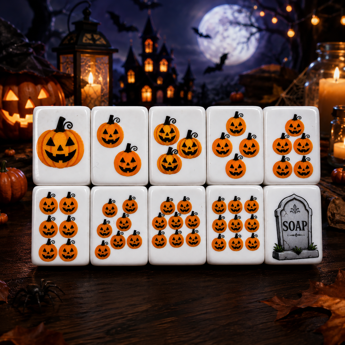 Halloween-Themed American Mahjong Tile Set 160-Piece UV Printed Mahjong