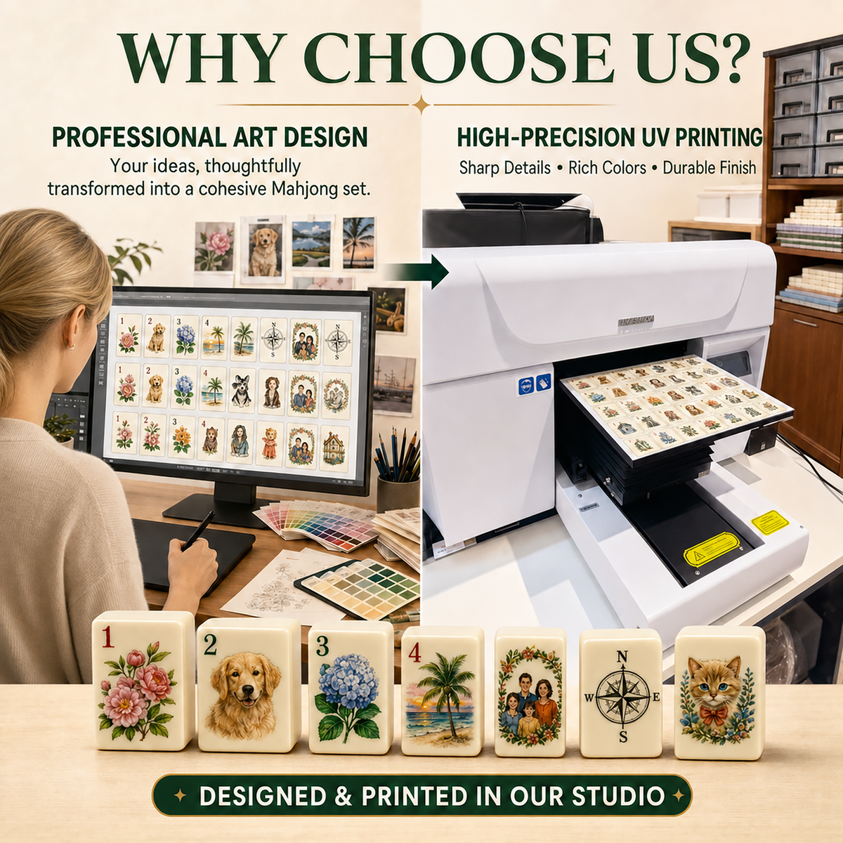 Custom American Mahjong Set – Personalized Photo & Logo Mahjong Tiles