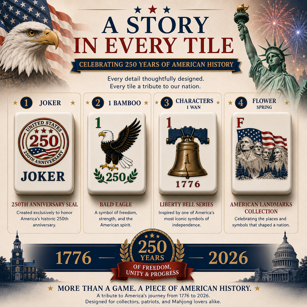 America 250th Anniversary American Mahjong Set – 1776–2026 Independence Day Edition