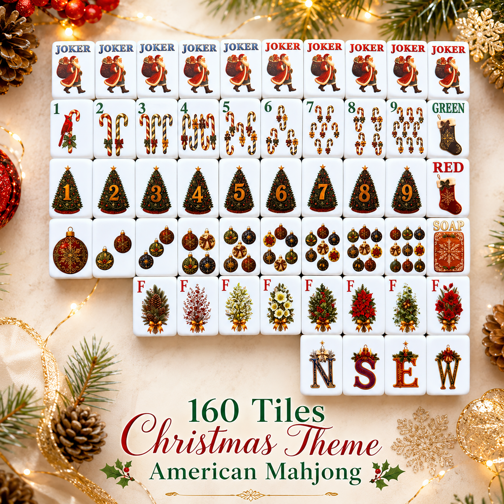 Christmas American Mahjong Set – 160 Tiles UV Printed Mahjong
